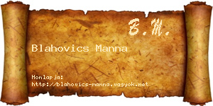 Blahovics Manna névjegykártya